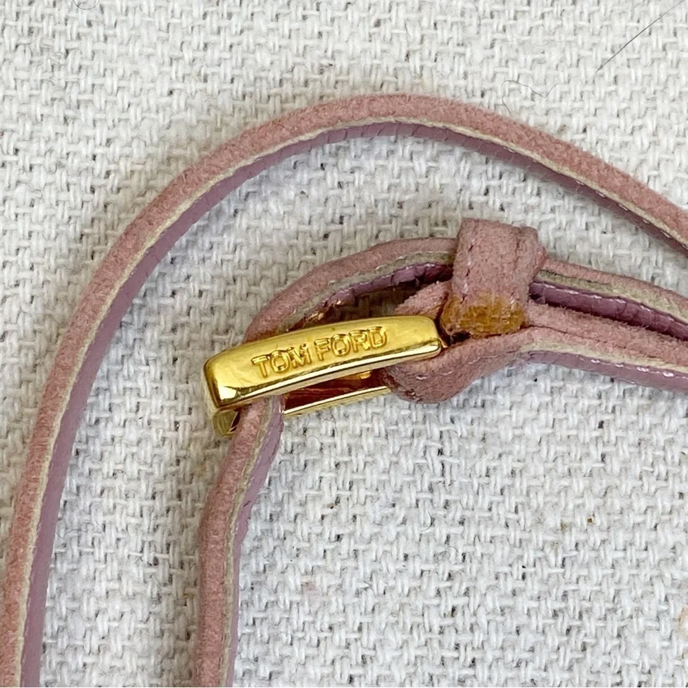 Authentic Tom Ford pink suede & Gold Padlock Anklet / Ankle Bracelet